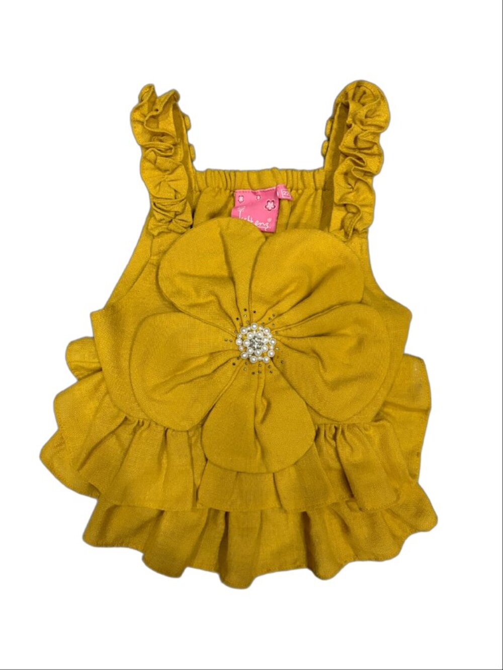 Kittens Mustard Yellow Flower Ruffle Tank Top (Size 22)